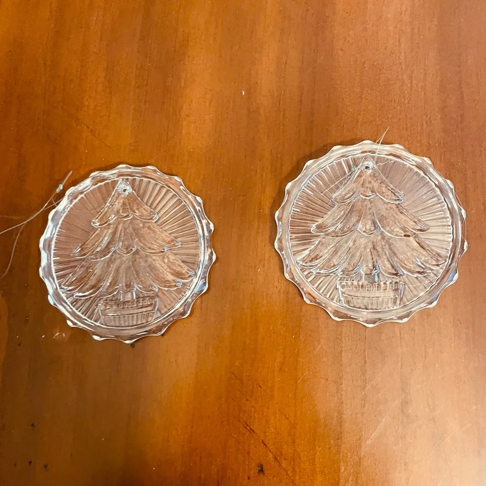 Fosdick Fostoria  vintage cut‎ glass Christmas ornaments